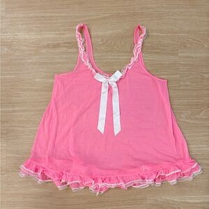 Victoria’s Secret Pink Sheer Lace Babydoll Size M Lingerie Coquette Ruffle Bow